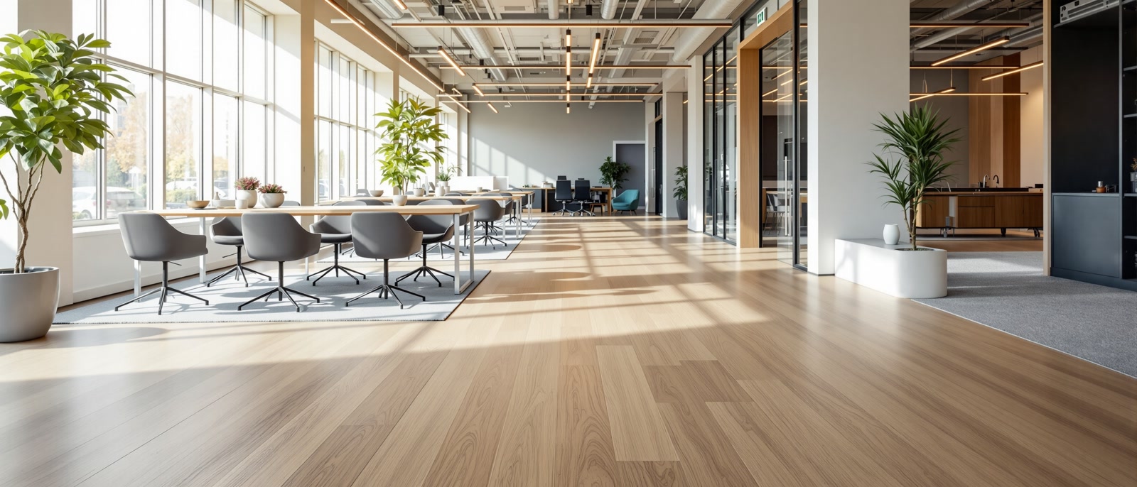 Commercial interior hallway with professional flooring
